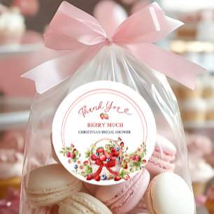 Roter Schleife Coquette Beere in Liebe Dankeschön  Runder Aufkleber