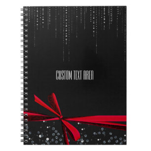 Roter Schleifen-Sparkling-Band & Glanz Journal Not Notizblock