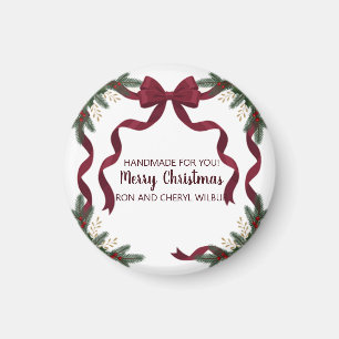 Roter Schleifen-Stechpalmen-Tannen-Weihnachts-Feie Magnet