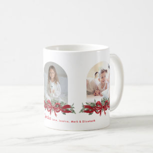 Roter Schleifen-Weihnachts-Wasserfarben-Botanik-Fa Kaffeetasse