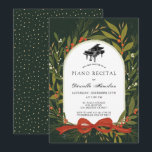 Roter Schleifenkranz Klavier Weiße Konzert-Einladu Einladung<br><div class="desc">Diese elegante Klavierkonzert-Einladung zeigt einen Kranz aus Grün und roten Beeren mit einem roten Schleifenband auf einem tiefen Waldgrün-Hintergrund. Die Rückseite zeigt einen tiefen Waldgrün-Hintergrund mit Schnee-Muster. Perfekt für Winter-/Feiertags-/Weihnachtskonzerte! Personalisieren Sie es nach Ihren Wünschen. Sie finden passende Produkte in meinem Shop.</div>