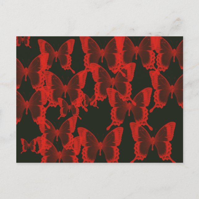 Roter Schmetterling aus dunklem Nachtlicht Postkarte (Vorderseite)