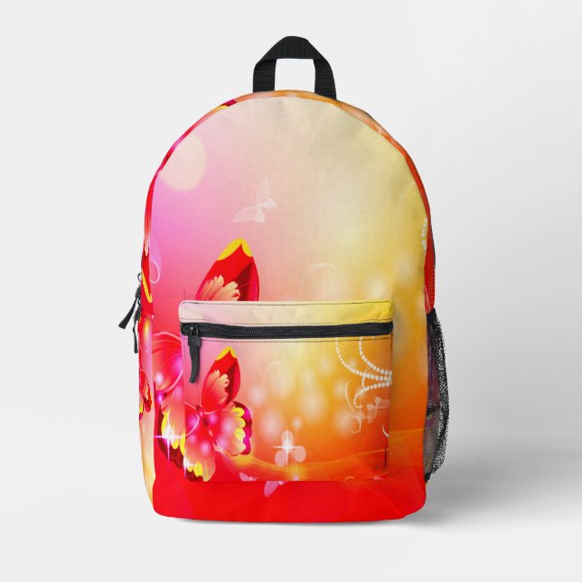 Roter Schmetterling Bedruckter Rucksack (Vorderseite)