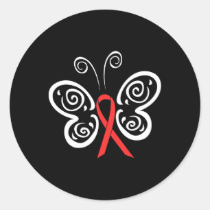 Roter Schmetterling Blutkrebs HIV AIDS Bewusstsein Runder Aufkleber