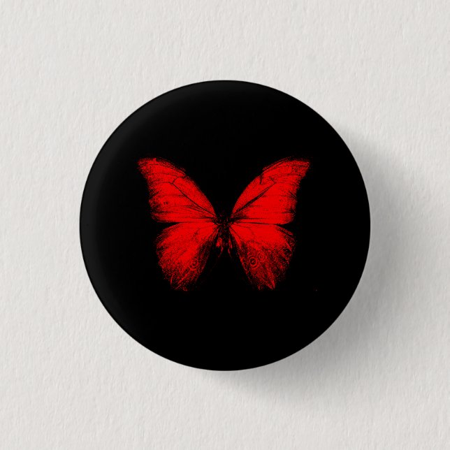 Roter Schmetterling Button (Vorderseite)