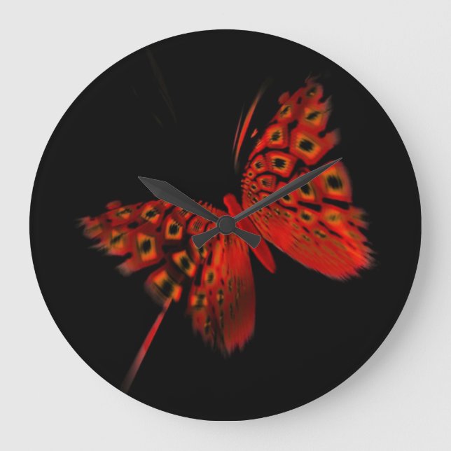 Roter Schmetterling Große Wanduhr (Vorderseite)