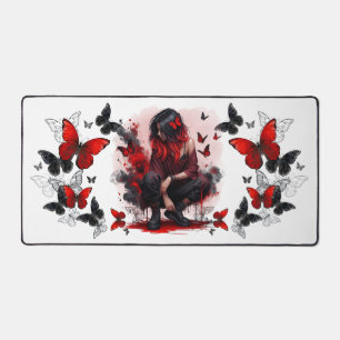 Roter Schmetterling Grunge Mädchen Schreibtischunterlage