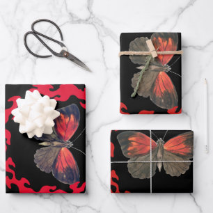 Roter Schmetterling im Kreis des Feuers - Symbol d Geschenkpapier Set