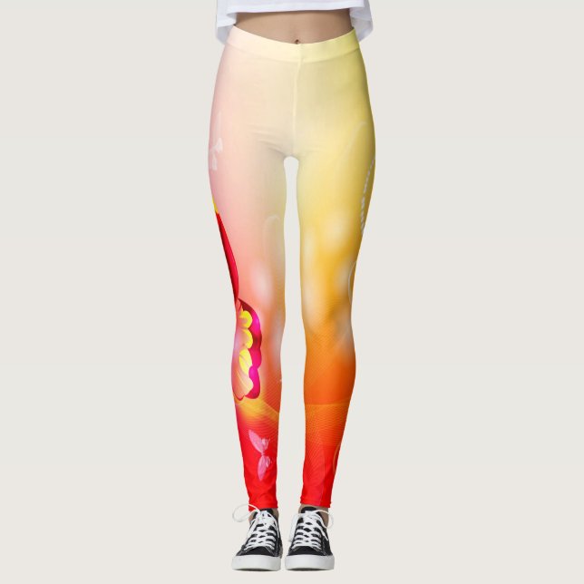 Roter Schmetterling Leggings (Vorderseite)