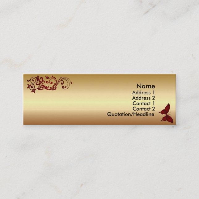 Roter Schmetterling Mini Visitenkarte (Vorderseite)