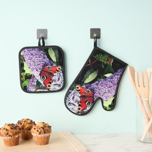 Roter Schmetterling Ofenhandschuh & Topflappen-Set (Insitu (Hängend))