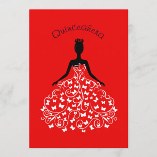 Roter Schmetterling Quinceanera Ball Einladung