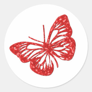 Roter Schmetterling Runder Aufkleber