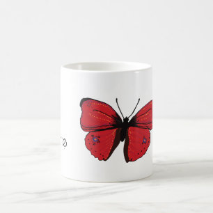 Roter Schmetterling Zeichnend Kaffeetasse