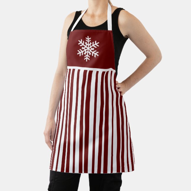 Roter Schneeflocken Striche Linien Weihnachtsfeier Schürze (InSitu)