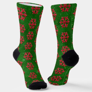 Roter Schneeflocken-Weihnachtsbaum mit Pailletten- Socken
