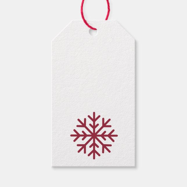 Roter Schneeflockengeschenk-Tag leer auf der Rücks Geschenkanhänger (Vorderseite)