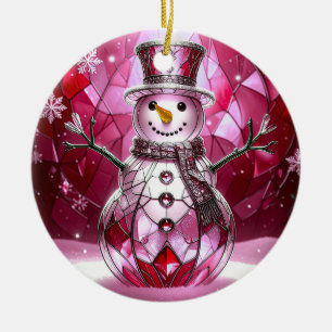 Roter Schneemann-Schneeflocken-Weihnachtsbaumanhän Keramik Ornament