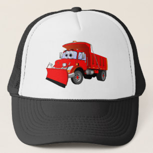 Roter Schneepflug-Cartoon Truckerkappe