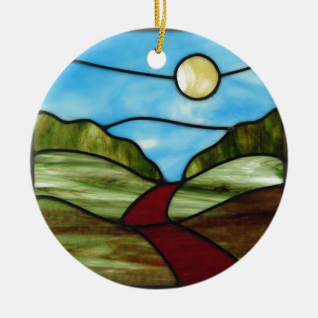 Roter Schotterweg in PEI Sommer Keramik Ornament (Vorne)