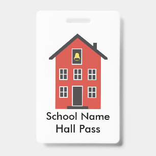 Roter Schulhaus-Hall-Pass-Ausweis Ausweis
