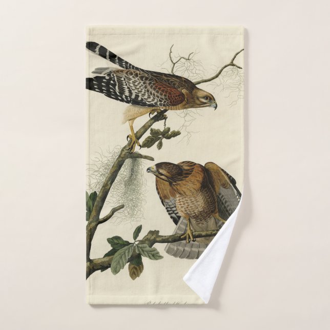 Roter Schulter Hawk - Audubons Vögel in Amerika Badhandtuch Set (Handtuch)