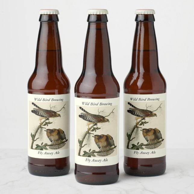 Roter Schulter Hawk - Audubons Vögel in Amerika Bierflaschenetikett (Flaschen)