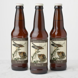 Roter Schulter Hawk - Audubons Vögel in Amerika Bierflaschenetikett