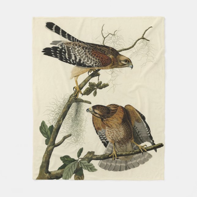 Roter Schulter Hawk - Audubons Vögel in Amerika Fleecedecke (Vorderseite)
