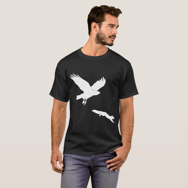 Roter Schwanz auf Eichhörnchensilouette T-Shirt (Vorne ganz)