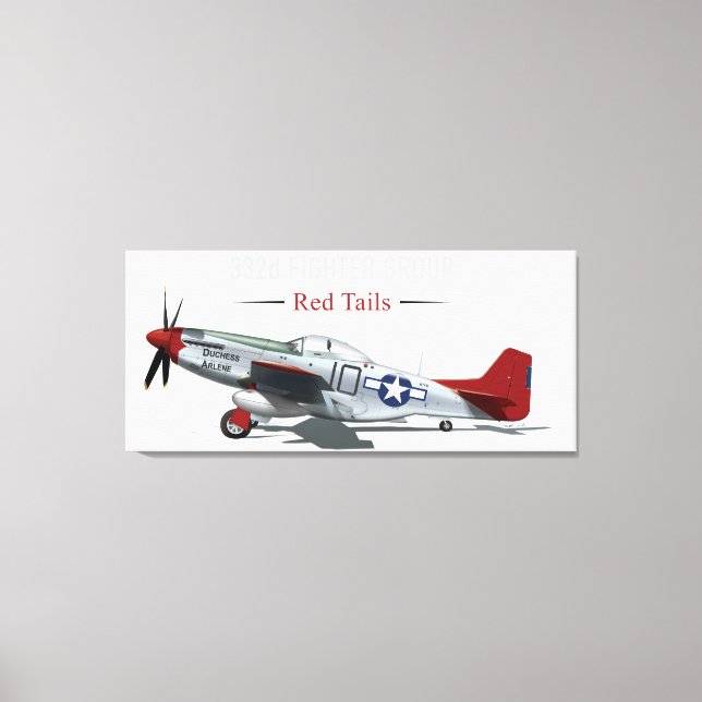 Roter Schwanz P-51 Mustang von den Fluggästen der  Leinwanddruck (Vorderseite)