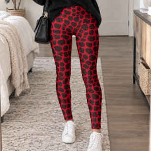 Roter Schwarz Giraffe Druck Leggings