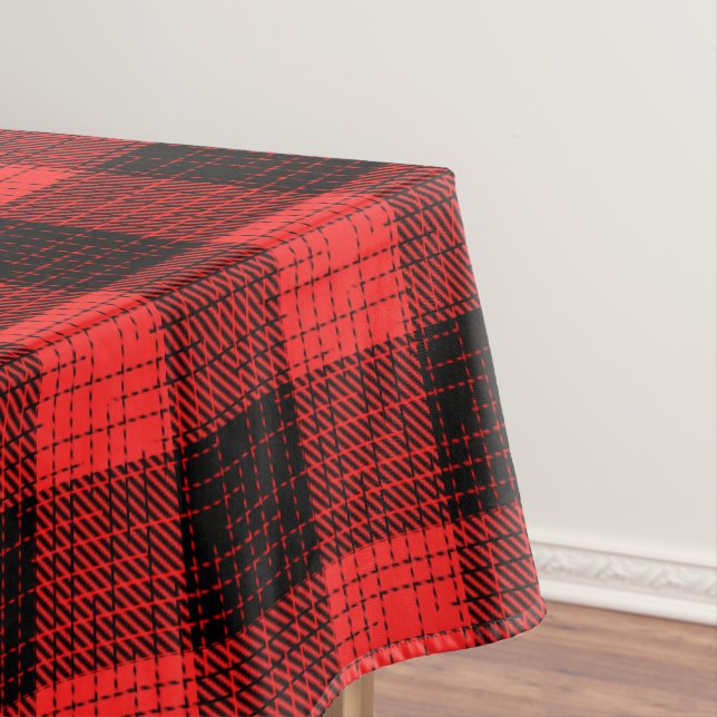 Roter Schwarz Kreuzschachttier Büffel Karo Tischdecke (Beispiel)