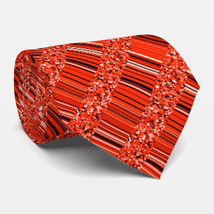 Roter Schwarz-weißer Glitzer und Streifen Fleece B Krawatte