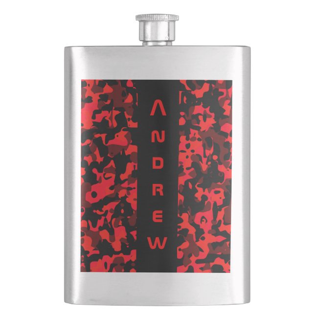 Roter Schwarzer Camouflage Masculus Flask Flachmann (Vorderseite)