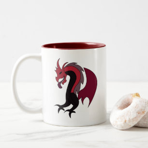 Roter schwarzer Drache mythisches Wesen Zweifarbige Tasse
