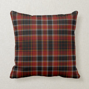 Roter schwarzer gelbes GoldTartan kariert Kissen