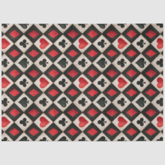 Roter schwarzer Harlekin-Spielkartendiamant Alice Seidenpapier
