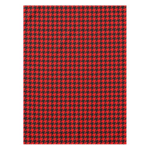 Roter schwarzer Houndstooth-Karo Tischdecke