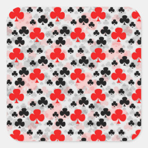 Roter Schwarzer Klee Klub Abstrakte Musterdesign Quadratischer Aufkleber