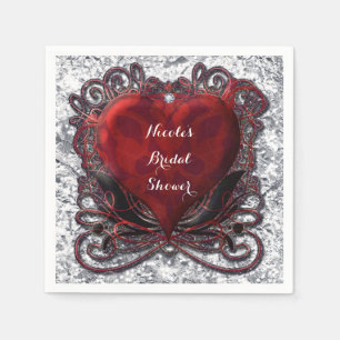 Roter schwarzer silberner Valentinsherz Gothic-Rom Serviette
