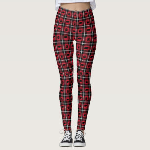 Roter schwarzer u. weißer karierter leggings