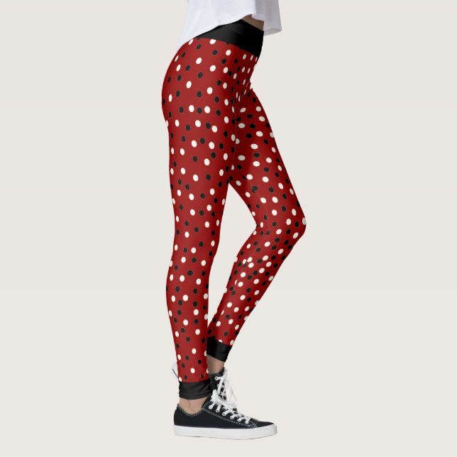 Roter schwarzer u. weißer Poke Leggings eines (Rechts)