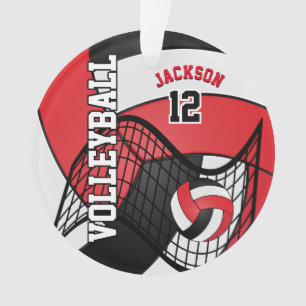 Roter, Schwarzer und Weiß-Volleyball 🏐 2 Ornament