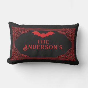 Roter schwarzer Vampir-Fledermaus-Name Gothic Lendenkissen