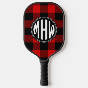 Roter schwarzer Wt-Kreis-Monogramm Büffelkariert D Pickleball Schläger