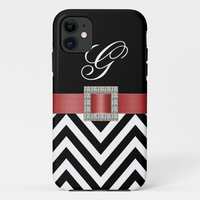 ROTER SCHWARZER ZICKZACK MONOGRAMM iPhone 5 Kasten Case-Mate iPhone Hülle (Rückseite)