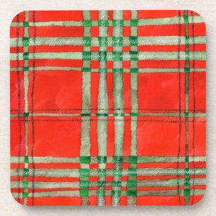 ROTER SCOTT TARTAN Hartplastik-Unterleger Getränkeuntersetzer