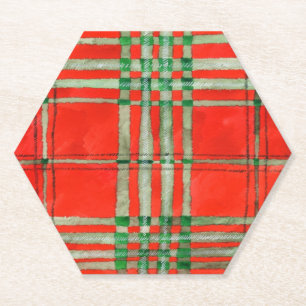 ROTER SCOTT TARTAN Sechseck-Papieruntersetzer Untersetzer