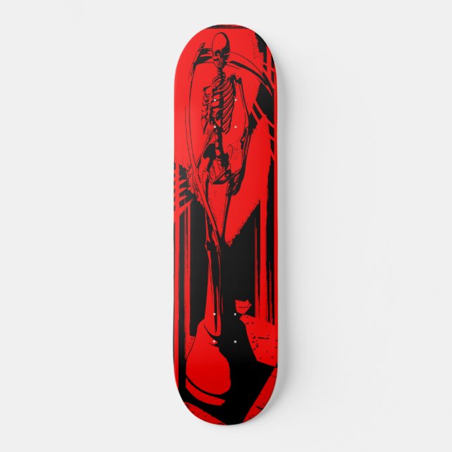 Roter Sensenmann Karo Skateboard (Vorderseite)
